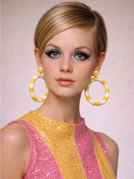 Vintage Jewelry - Vintage striped hoop earrings